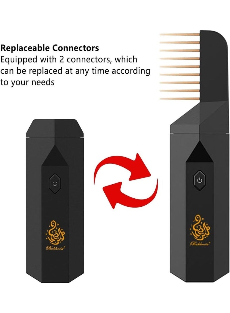 بخور مبخرة بخور كهربائية محمولة 2 في 1 وموزع روائح للشعر، موزع روائح عربي صغير قابل لإعادة الشحن عبر منفذ USB للعناية الشخصية بالشعر في المنزل والمكتب والسيارة - متعدد الألوان - Image 3